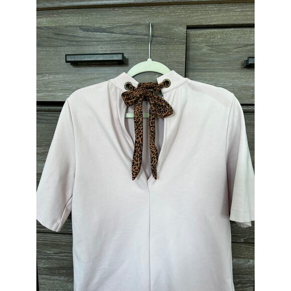 Free People West Hill Mini Dress – Size Medium – Nectar Pink with Leopard Tie - Picture 4 of 11